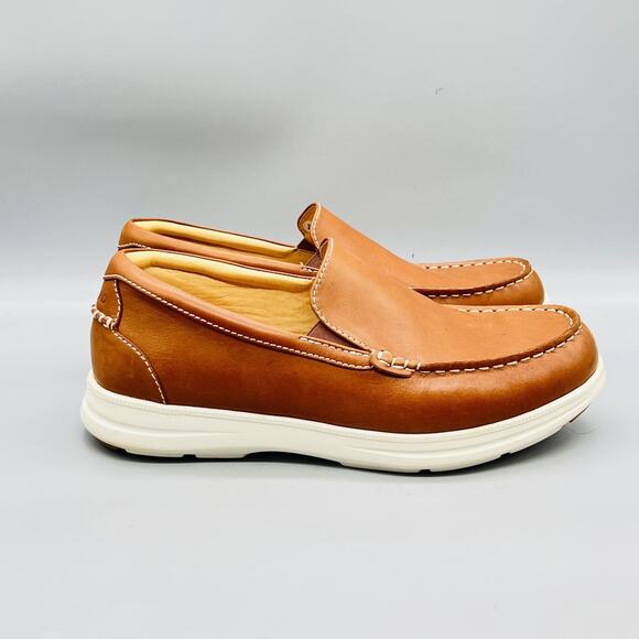 Samuel Hubbard Shoes Mens 11 Brown Leather Blue Skies Slip On Loafers Casual main image 5